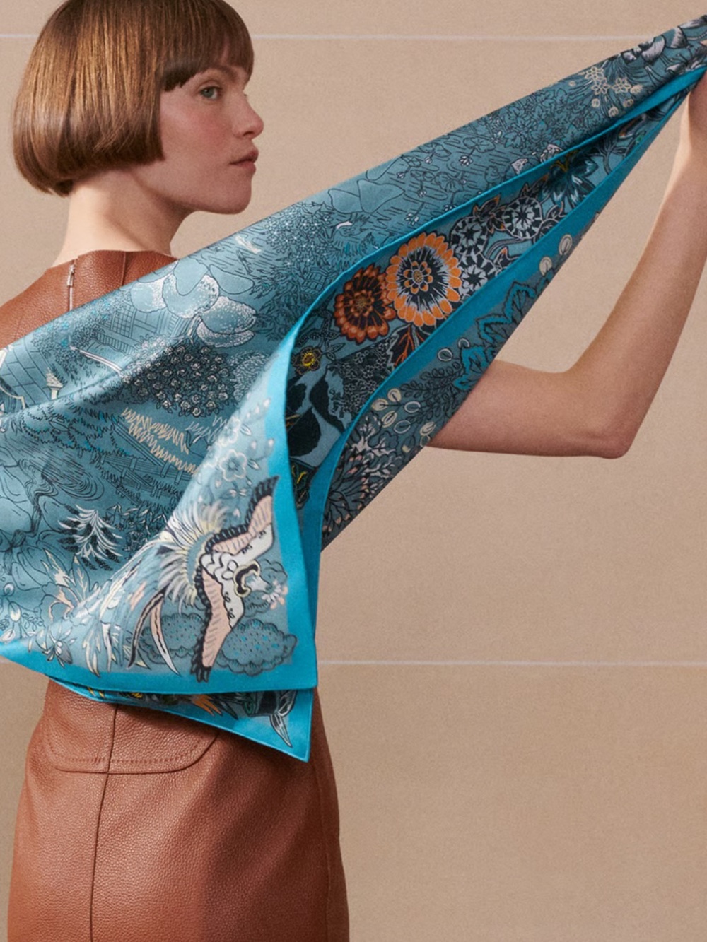 💫Hermès "Mille Feuilles de Soie" Double Face Silk Hand Rolled Scarf 90 RARE 💫